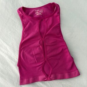 Magenta Keyhole Front Crop Tank Top Out from under seamless cutout bra top